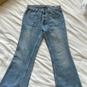 Zara midi waisted wide bottom denim